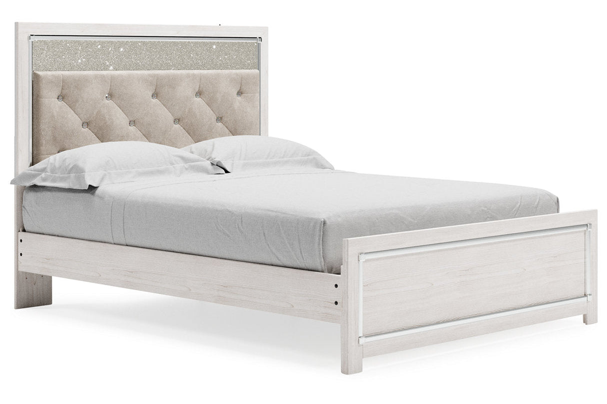 Altyra White Upholstered LED Panel Platform Bedroom Set by Ashley at Eve Furniture