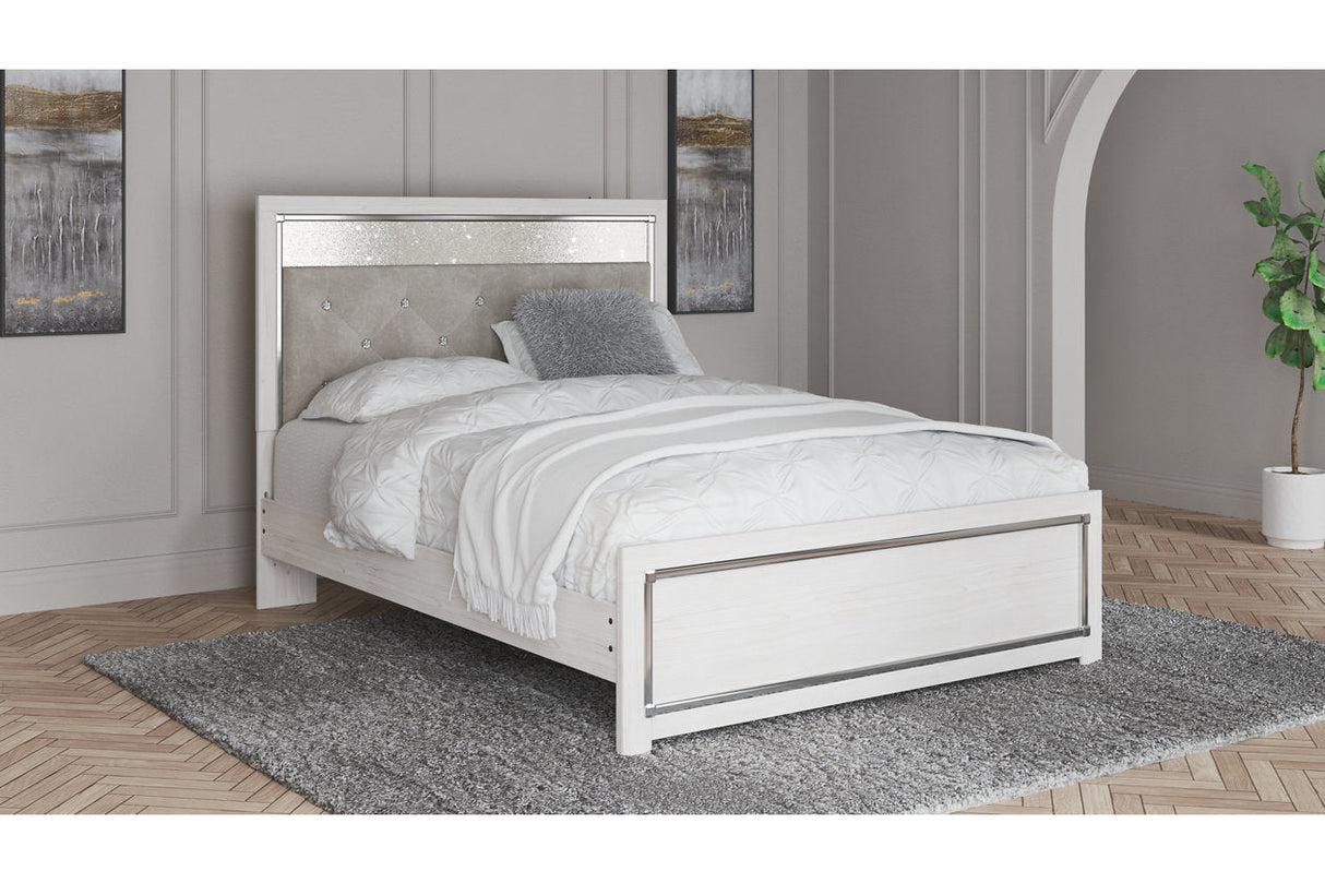 Altyra White Upholstered LED Panel Platform Bedroom Set by Ashley at Eve Furniture