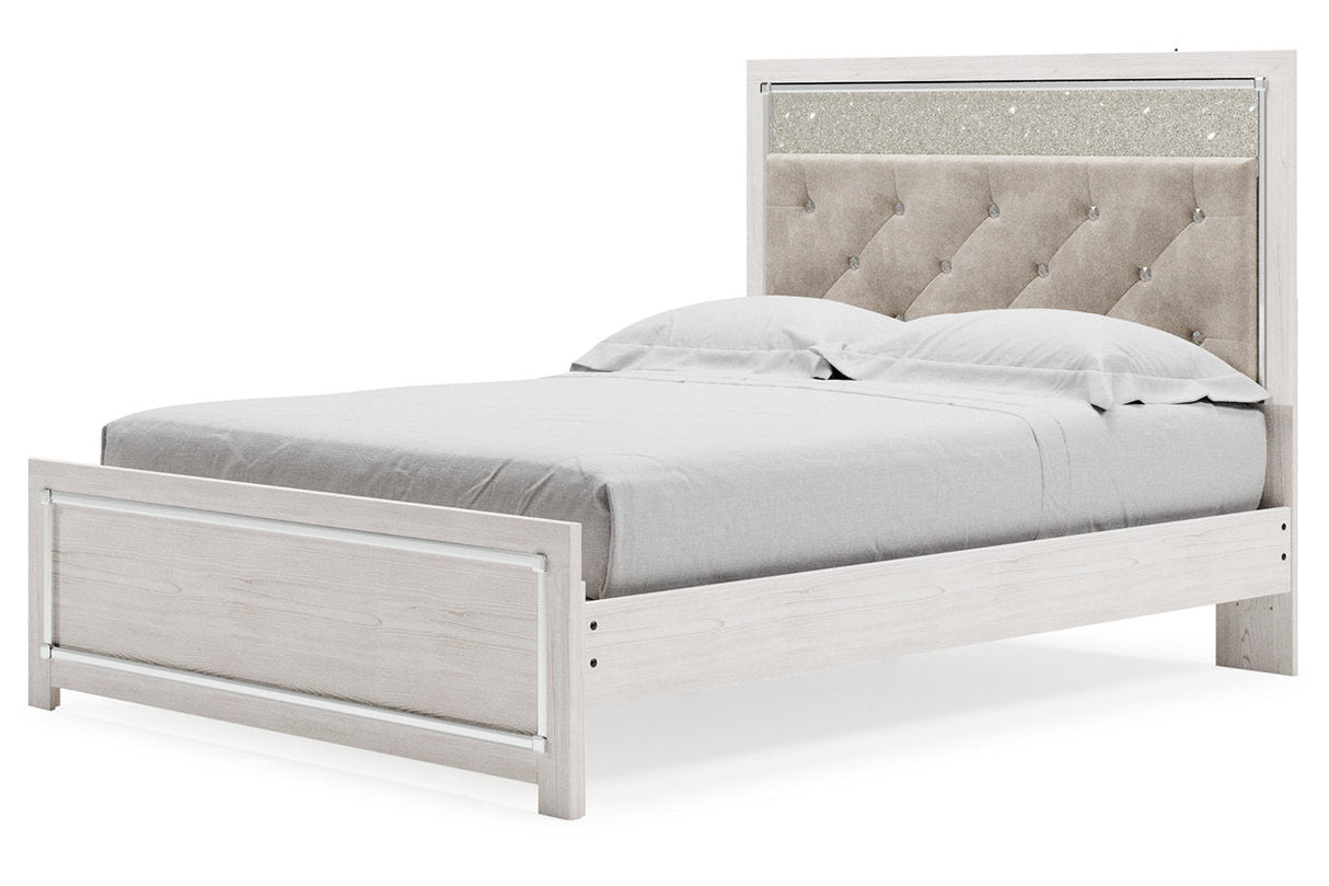 Altyra White Upholstered LED Panel Platform Bedroom Set by Ashley at Eve Furniture