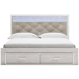 Altyra White Upholstered LED Storage Platform Bedroom Set by Ashley at Eve Furniture