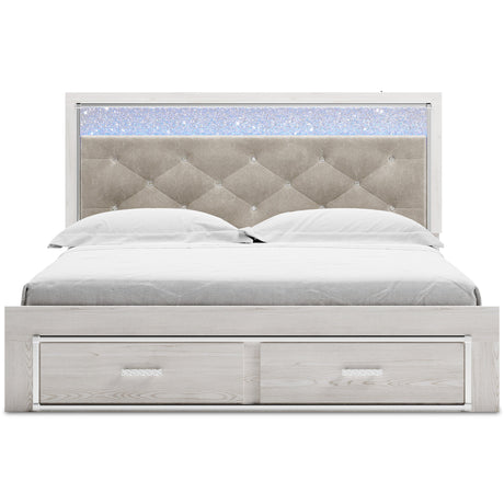 Altyra White Upholstered LED Storage Platform Bedroom Set by Ashley at Eve Furniture