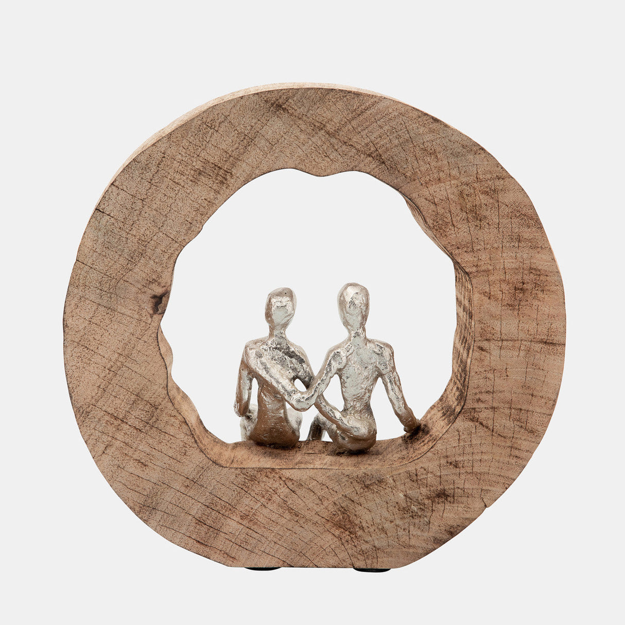 Aluminum Couple In Mango Wood, Silver/brown