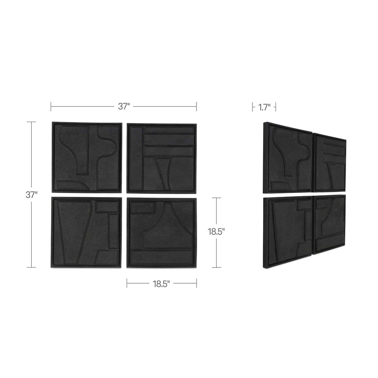 Alva Black Wall Sculpture (Set of 4) by Moe's Home at Eve Furniture