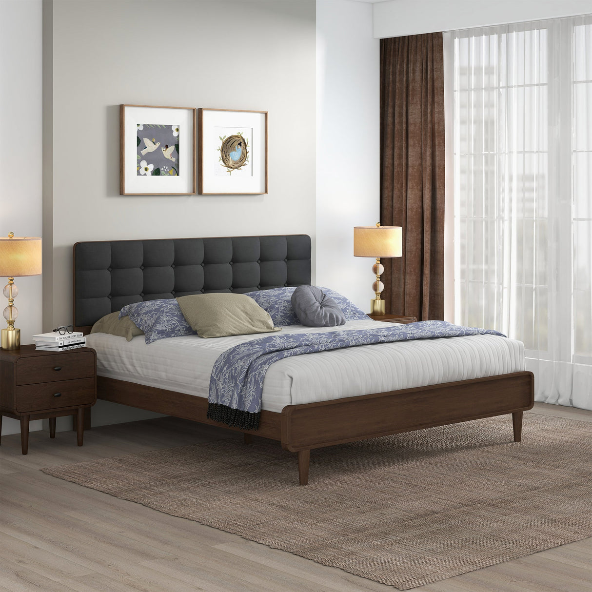 Alvarez Grey Fabric Platform Bed (King Size) by Ashcroft Furniture at Eve Furniture
