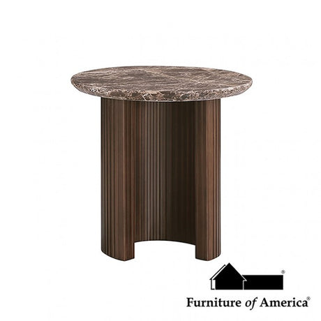 Alvik Dark Brown End Round Table by Furniture of America at Eve Furniture