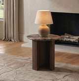 Alvik Dark Brown End Round Table by Furniture of America at Eve Furniture