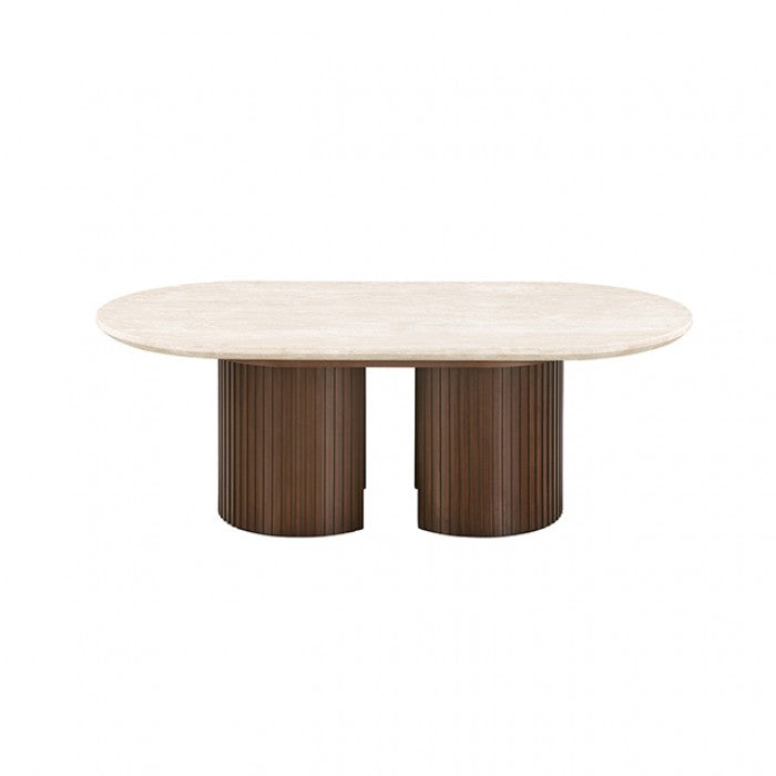 Alvik Light Beige Oval Coffee Table by Furniture of America at Eve Furniture