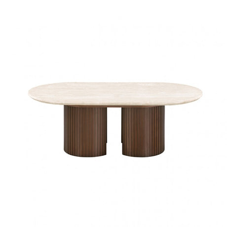 Alvik Light Beige Oval Coffee Table by Furniture of America at Eve Furniture