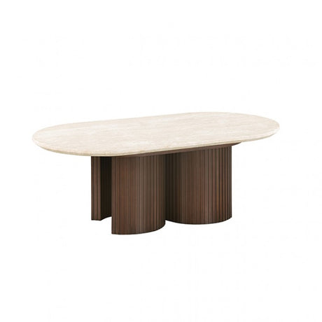 Alvik Light Beige Oval Coffee Table by Furniture of America at Eve Furniture