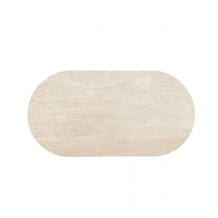 Alvik Light Beige Oval Coffee Table by Furniture of America at Eve Furniture