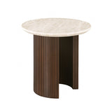 Alvik Light Beige Round End Table by Furniture of America at Eve Furniture