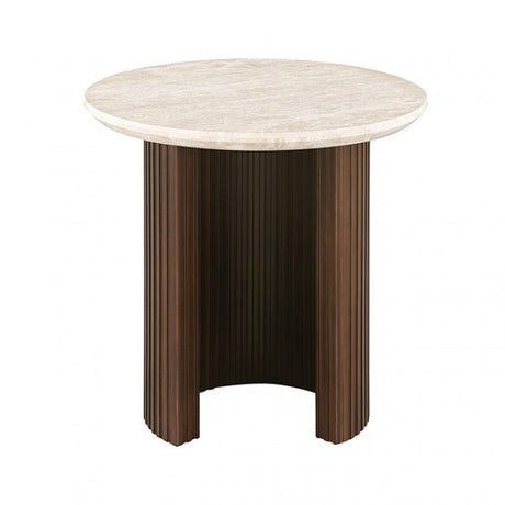 Alvik Light Beige Round End Table by Furniture of America at Eve Furniture