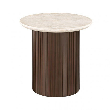 Alvik Light Beige Round End Table by Furniture of America at Eve Furniture