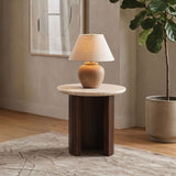 Alvik Light Beige Round End Table by Furniture of America at Eve Furniture