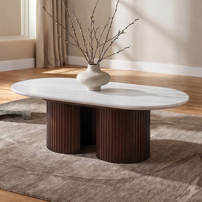 Alvik White Oval Coffee Table by Furniture of America at Eve Furniture