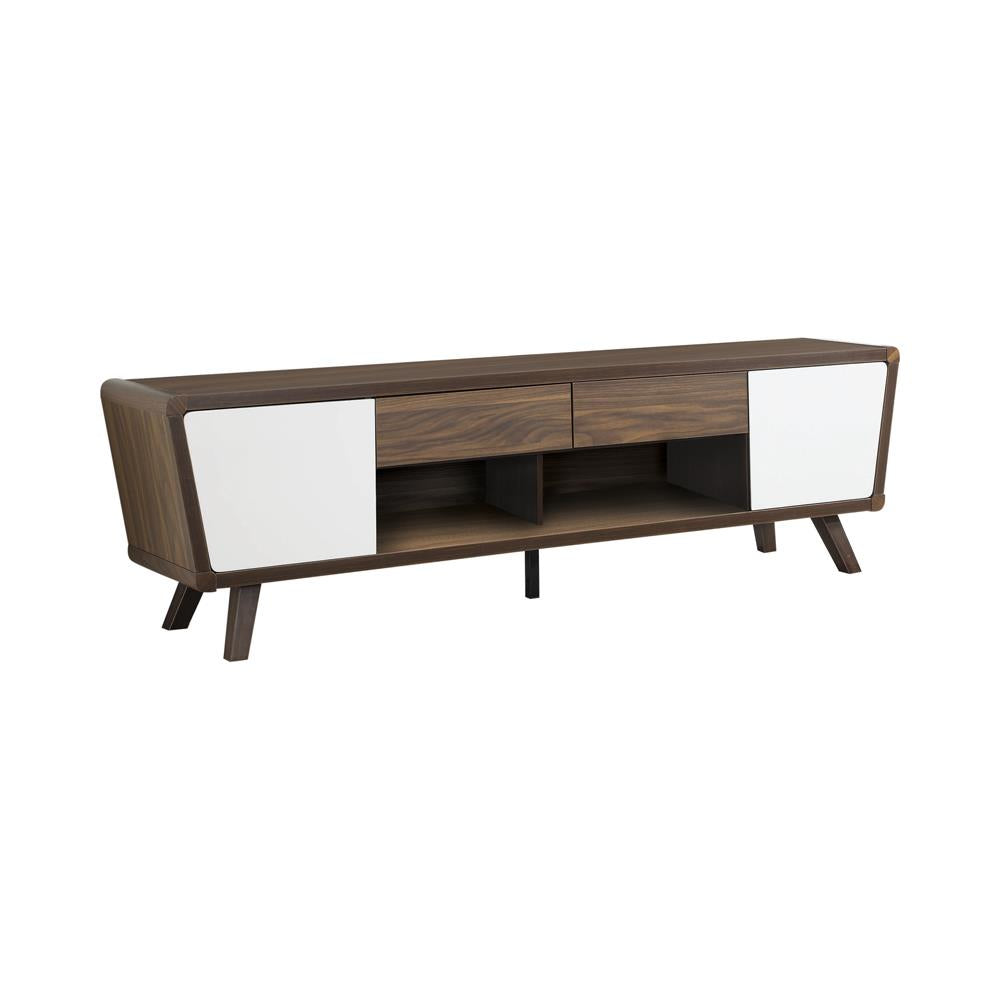 Alvin 2-Drawer TV Console Dark Walnut/Glossy White