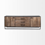 Alvin Brown Solid Wood With Black Metal Frame 3 Drawer 2 Cabinet Door Sideboard by Mercana at Eve Furniture