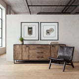 Alvin Brown Solid Wood With Black Metal Frame 3 Drawer 2 Cabinet Door Sideboard by Mercana at Eve Furniture