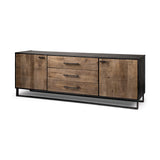 Alvin Brown Solid Wood With Black Metal Frame 3 Drawer 2 Cabinet Door Sideboard by Mercana at Eve Furniture