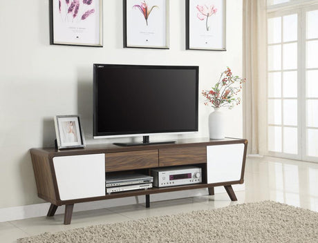 Alvin Dark Walnut/Glossy White 2-Drawer TV Console by Coaster at Eve Furniture