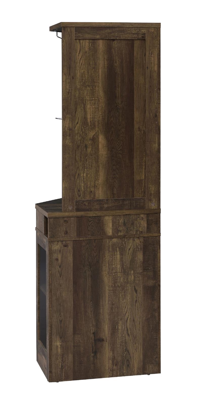 Alviso Rustic Oak Corner Bar Cabinet with Stemware Rack