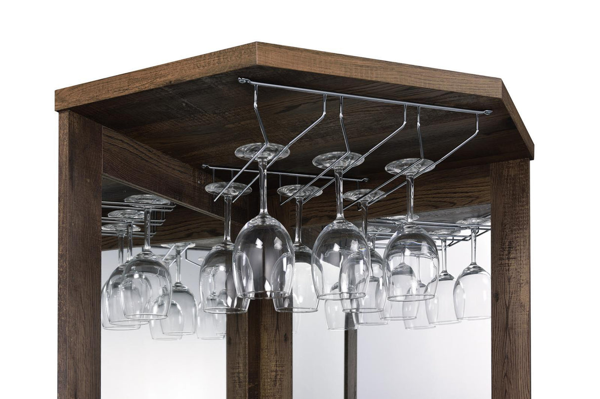 Alviso Rustic Oak Corner Bar Cabinet with Stemware Rack by Coaster at Eve Furniture