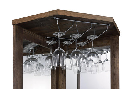 Alviso Rustic Oak Corner Bar Cabinet with Stemware Rack by Coaster at Eve Furniture