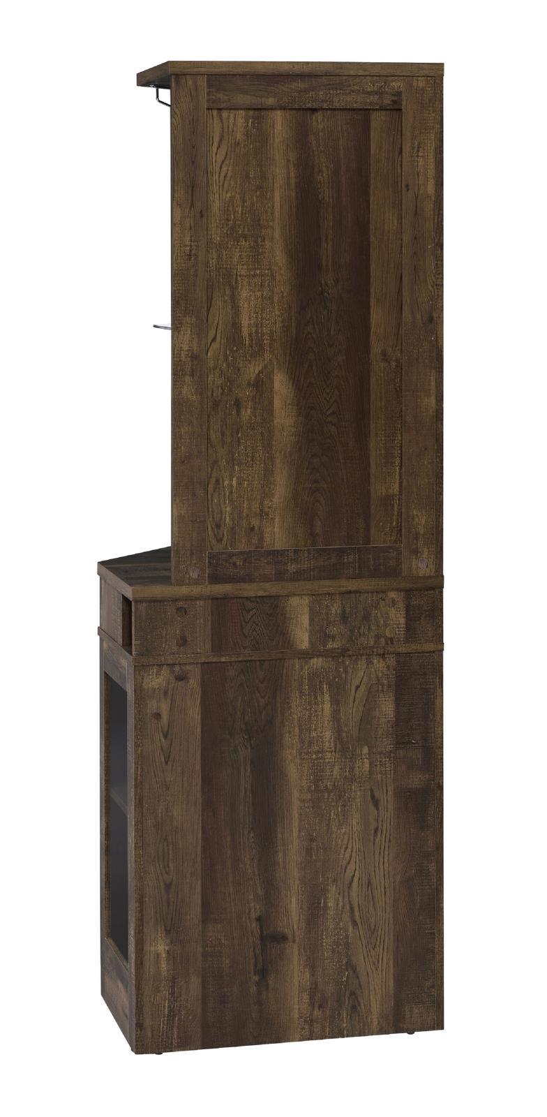 Alviso Rustic Oak Corner Bar Cabinet with Stemware Rack by Coaster at Eve Furniture