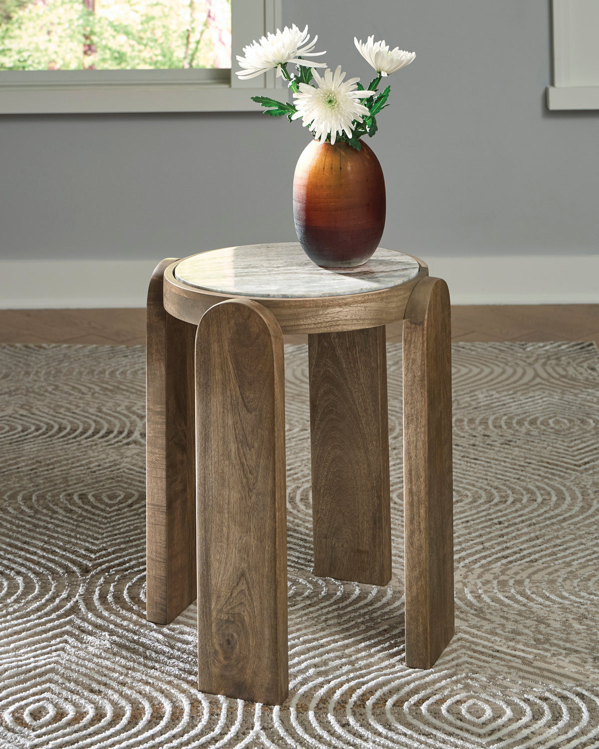 Alvoria Gray/White/Brown Accent Table