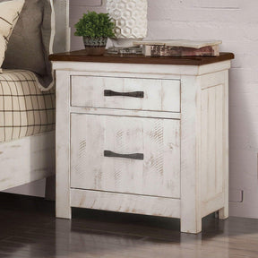 Alyson Distressed White/Walnut Night Stand by Furniture of America at Eve Furniture