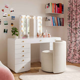 Alyssa Cream Chenille Rolling Desk Chair by TOV Furniture at Eve Furniture