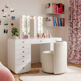 Alyssa Cream Chenille Rolling Desk Chair by TOV Furniture at Eve Furniture