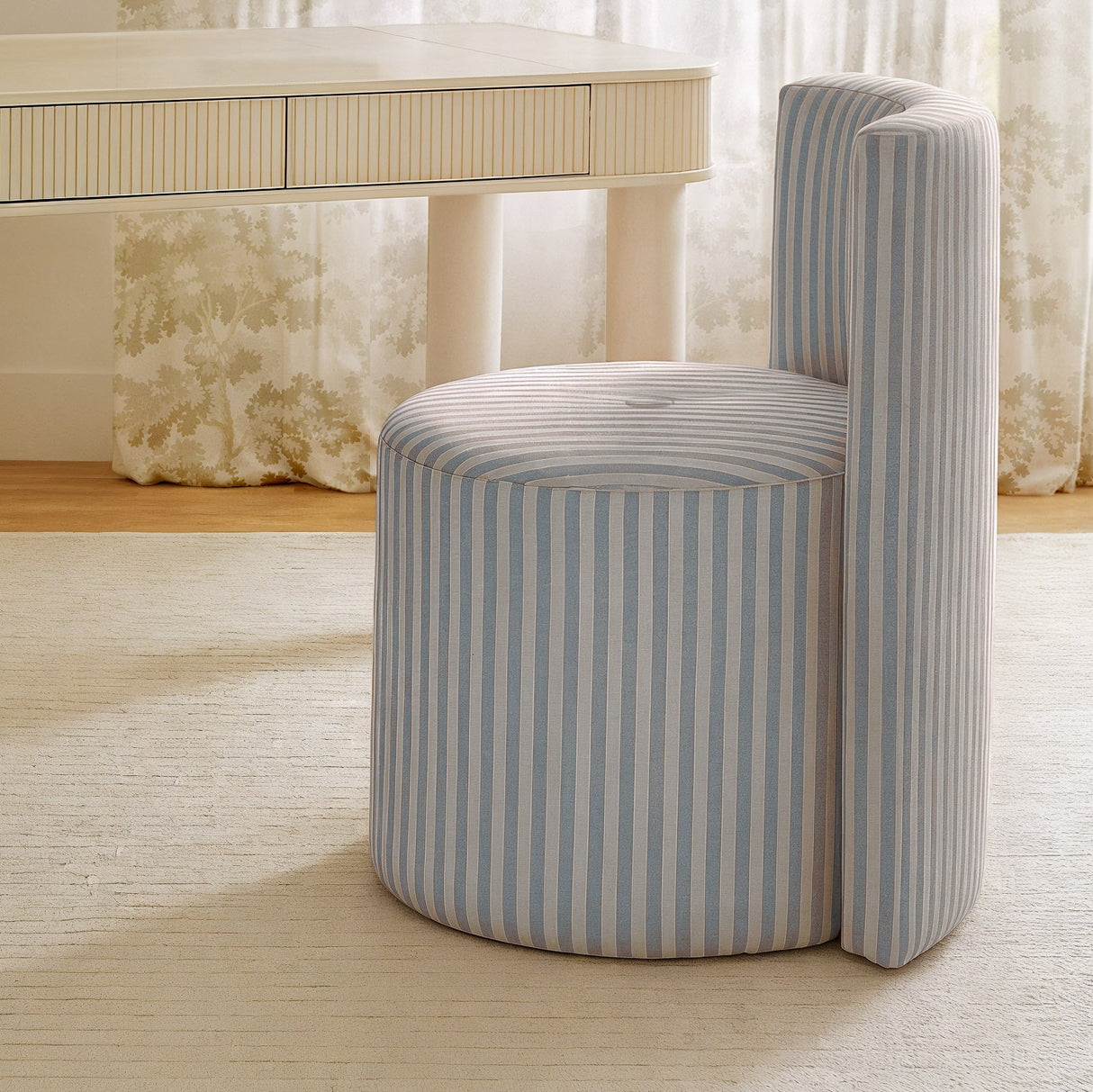 Alyssa Striped Performance Linen Rolling Desk Chair by TOV Furniture at Eve Furniture