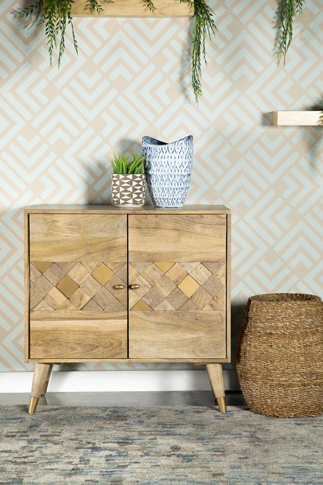 Alyssum Natural Checkered Pattern 2-Door Accent Cabinet