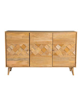 Alyssum Natural Checkered Pattern 3-Door Accent Cabinet