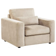 Amador Camel Chenille Upholstered Track Arm Accent Chair by Coaster at Eve Furniture