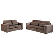 Amador Chocolate 2-Piece Chenille Upholstered Track Arm Living Room Set by Coaster at Eve Furniture