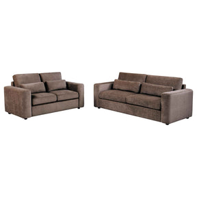Amador Chocolate 2-Piece Chenille Upholstered Track Arm Living Room Set by Coaster at Eve Furniture