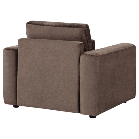 Amador Chocolate Chenille Upholstered Track Arm Accent Chair by Coaster at Eve Furniture