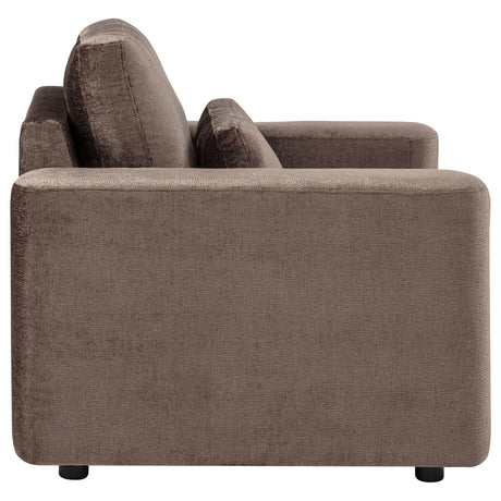 Amador Chocolate Chenille Upholstered Track Arm Accent Chair by Coaster at Eve Furniture
