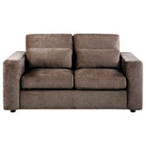 Amador Chocolate Chenille Upholstered Track Arm Loveseat by Coaster at Eve Furniture