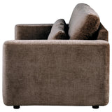 Amador Chocolate Chenille Upholstered Track Arm Loveseat by Coaster at Eve Furniture
