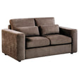 Amador Chocolate Chenille Upholstered Track Arm Loveseat by Coaster at Eve Furniture