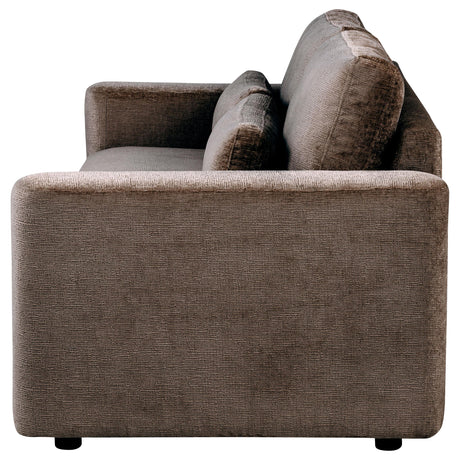 Amador Chocolate Chenille Upholstered Track Arm Sofa by Coaster at Eve Furniture