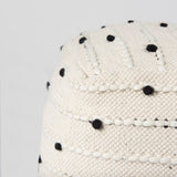 Amaira 16.0L x 16.0W x 16.0H Cream/Black/White patterned Wool and Cotton Pouf by Mercana at Eve Furniture