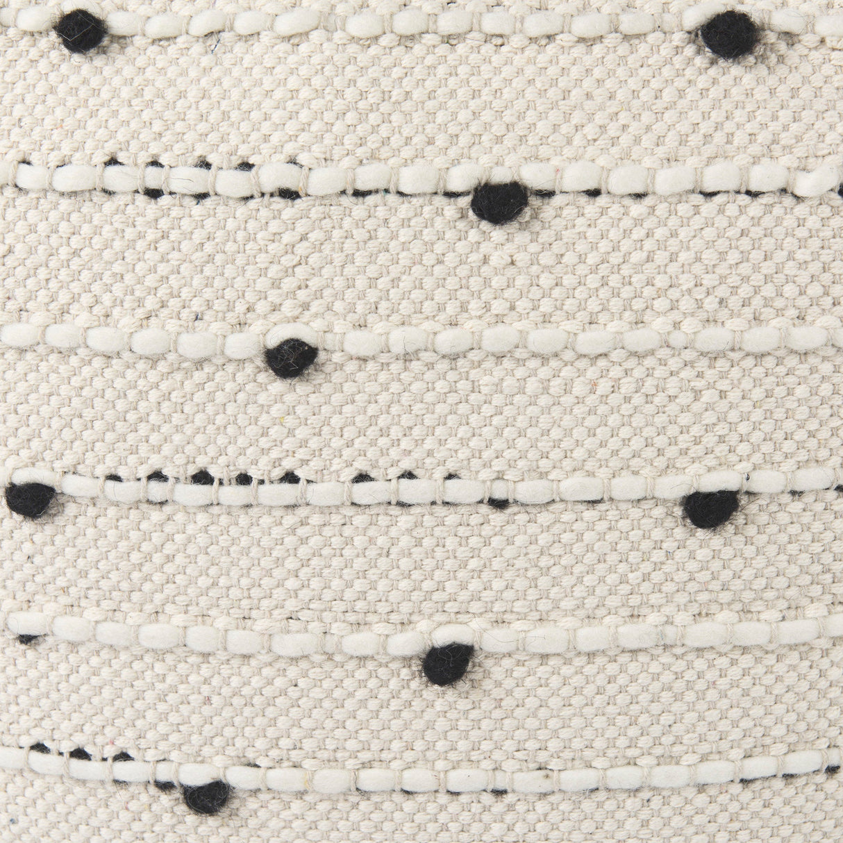 Amaira 16.0L x 16.0W x 16.0H Cream/Black/White patterned Wool and Cotton Pouf by Mercana at Eve Furniture