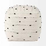 Amaira Cream/Black/White patterned Wool and Cotton Pouf by Mercana at Eve Furniture