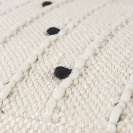Amaira Cream/Black/White patterned Wool and Cotton Pouf by Mercana at Eve Furniture