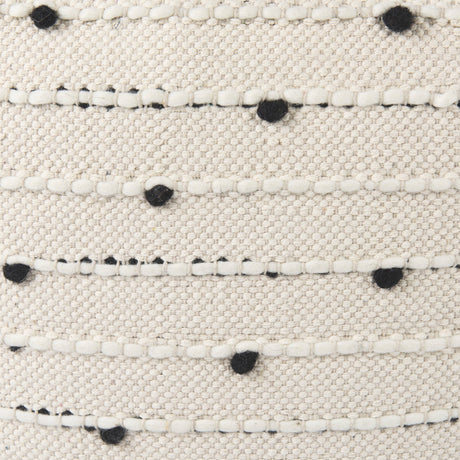Amaira Cream/Black/White patterned Wool and Cotton Pouf by Mercana at Eve Furniture
