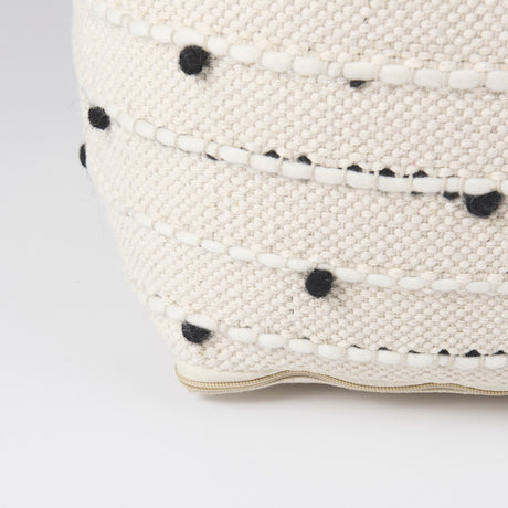 Amaira Cream/Black/White patterned Wool and Cotton Pouf by Mercana at Eve Furniture